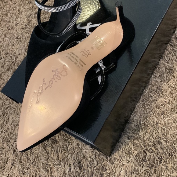 NWT Alice + Olivia embellished suede mules orig 350 size 8.5 leather upper/sole - Picture 3 of 4